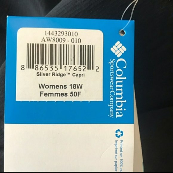 BNWT Columbia silver ridge capris - Picture 3 of 5